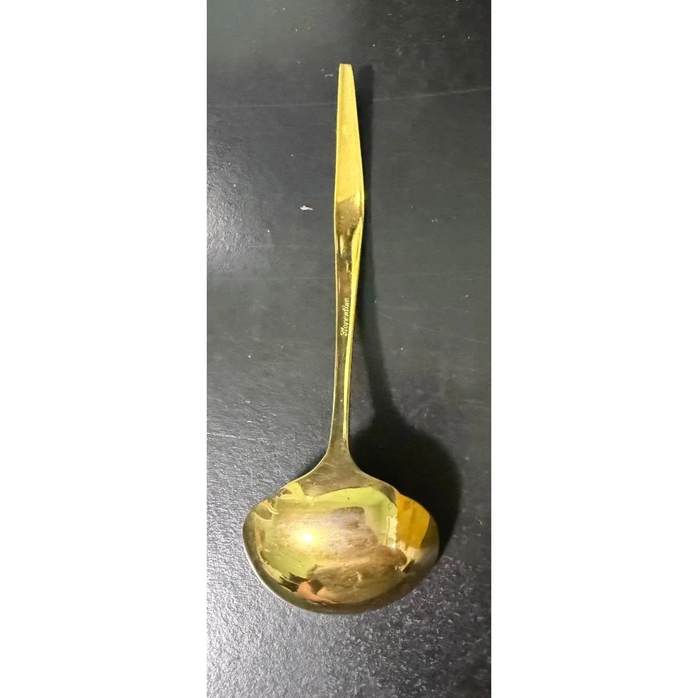 Vintage Florentine Gold Tone Gravy Ladle Mid Century Modern Serving Spoon